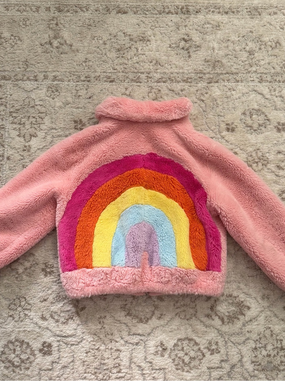 Lola + The Boys Pink Rainbow Faux Fur Coat Full Zip Toddler Girl